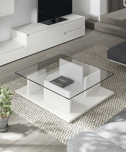 tavolino basso / moderno / in MDF laccato / in vetro temprato