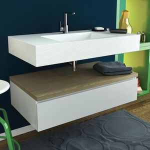 mobile da bagno moderno / in legno / da parete / con cassetti