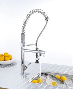 miscelatore in ottone cromato / da cucina / 1 foro / con doccetta estraibile