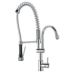 miscelatore in ottone cromato / da cucina / 1 foro / con doccetta estraibile