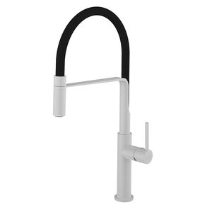 miscelatore in ottone cromato / da cucina / 1 foro / con doccetta estraibile
