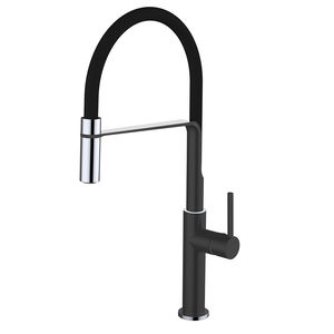 miscelatore in ottone cromato / da cucina / 1 foro / con doccetta estraibile