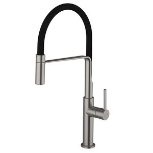 miscelatore in ottone cromato / da cucina / 1 foro / con doccetta estraibile