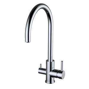 miscelatore doppio comando da appoggio / in ottone cromato / da cucina / 1 foro