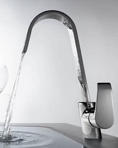 miscelatore in ottone cromato / da cucina / 1 foro / a cascata