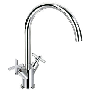 miscelatore doppio comando da appoggio / in ottone cromato / da bagno / 1 foro