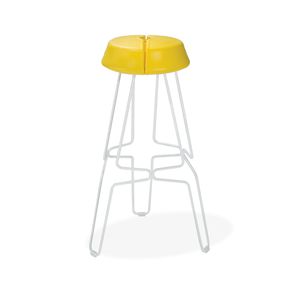 sgabello da bar moderno / in acciaio cromato / per uso contract / giallo