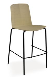 sgabello da bar moderno / in legno compensato / in metallo cromato / per uso contract