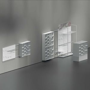 espositore da parete / multiuso / in legno / in vetro