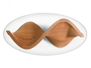 tavolino basso moderno / in ciliegio / in vetro / ovale