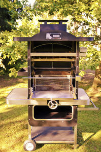 barbecue a legna / con rotelle / in acciaio inossidabile