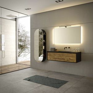 mobile lavabo a muro / in legno laccato / impiallacciato in legno / in ceramica