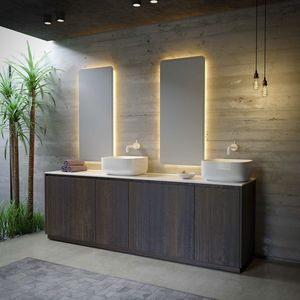 mobile lavabo doppio / a muro / da appoggio / in legno massiccio