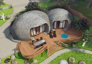 casa tipo bungalow / design originale / in calcestruzzo / ecologica