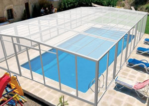 copertura per piscina alta / fissa / in alluminio / in policarbonato