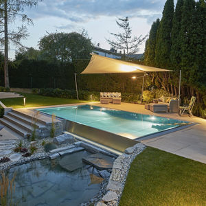 piscina interrata / in acciaio inox / autoportante / a straripamento