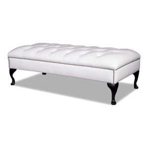 divanetto imbottito chesterfield / in pelle / in legno / per uso contract
