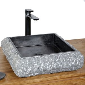 lavabo da appoggio / quadrato / in marmo / moderno