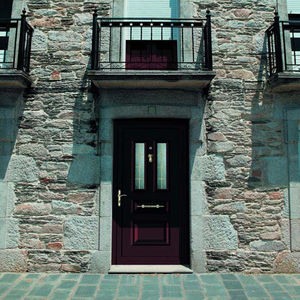porta d'ingresso / battente / in alluminio / semivetrata