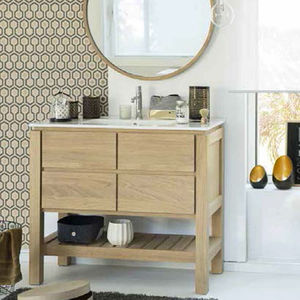 mobile lavabo da appoggio / in quercia / moderno / con specchio