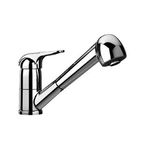 miscelatore in metallo cromato / da cucina / 1 foro / con doccetta estraibile