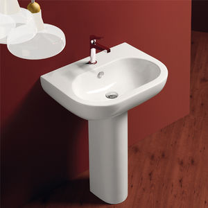 lavabo da terra / ovale / in ceramica / moderno