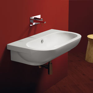 lavabo sospeso / ovale / in ceramica / moderno