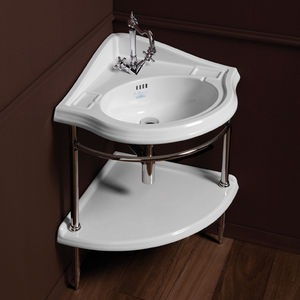 lavabo sospeso / d'angolo / in ceramica / classico