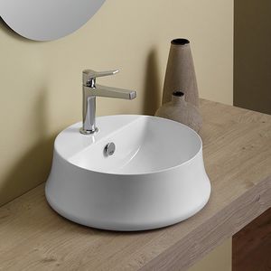 lavabo da appoggio / tondo / in ceramica / moderno