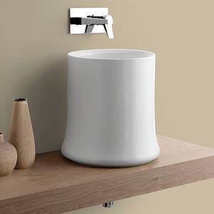lavabo da appoggio / tondo / in ceramica / moderno