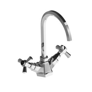 miscelatore doppio comando per lavabo / da appoggio / in metallo cromato / in bronzo