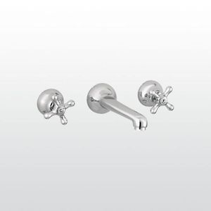 miscelatore doppio comando per lavabo / da parete / in metallo cromato / da bagno