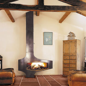 camino a legna / design originale / con focolare chiuso / da appoggio