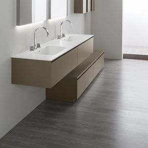 mobile lavabo doppio / sospeso / in vetro / moderno