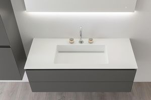 mobile lavabo sospeso / in vetro / moderno / in kit
