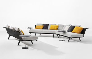 divano modulare / moderno / in legno / in finta pelle