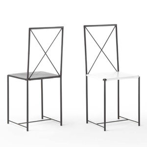 sedia moderna / in pelle / in metallo laccato