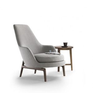 poltrona design scandinavo / in tessuto / in pelle / in legno