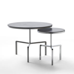 tavolo d'appoggio moderno / in legno / in metallo / tondo