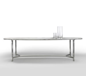 tavolo da pranzo moderno / in metallo / in marmo / ovale