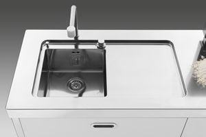 miscelatore in acciaio inox / da cucina / 1 foro / con doccetta estraibile