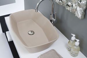 lavabo da appoggio / rettangolare / in marmo / moderno
