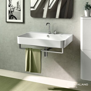 lavabo sospeso / rettangolare / in ceramica / moderno