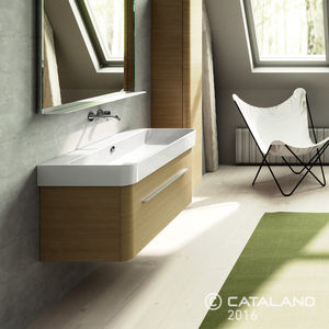 lavabo sospeso / rettangolare / in ceramica / moderno
