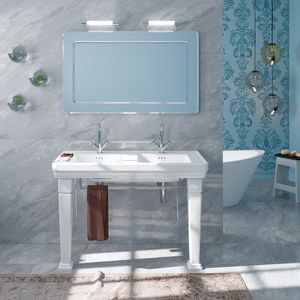 lavabo doppio / da terra / rettangolare / in ceramica