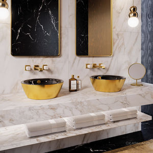 lavabo doppio / da appoggio / tondo / in ceramica
