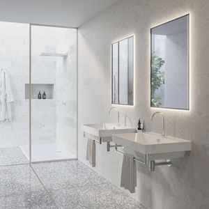 lavabo sospeso / rettangolare / in ceramica / moderno