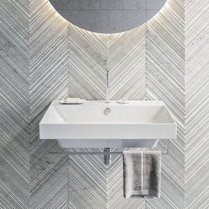 lavabo a muro / rettangolare / in ceramica / moderno