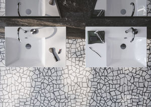 lavabo a muro / rettangolare / in ceramica / moderno