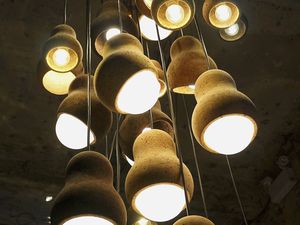 lampada a sospensione / moderna / in sughero / da interno